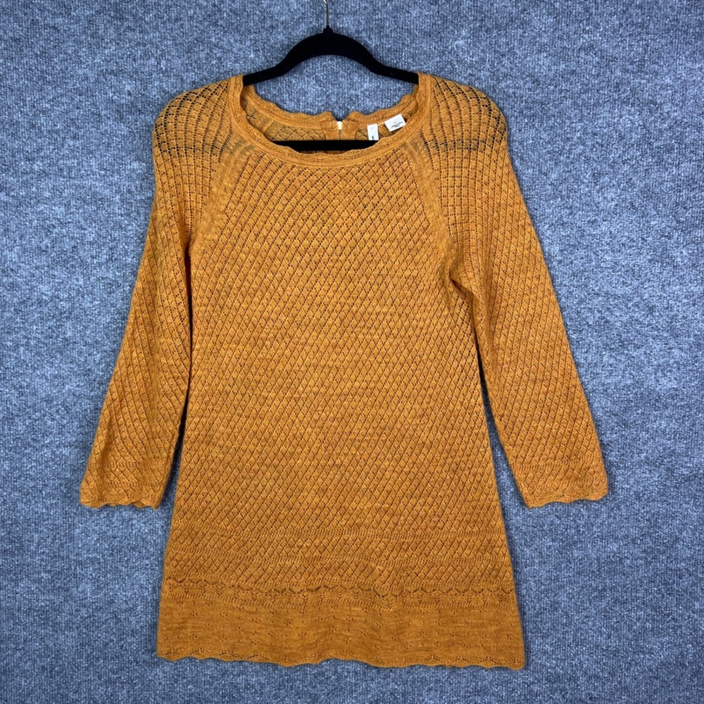 Moth Anthropologie Women's Knit Long Sleeve Mustard Gold‎ Sweater M